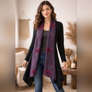 Peruvian Link Fantasia Alpaca Sweater Size XL Floral Boho Hippie